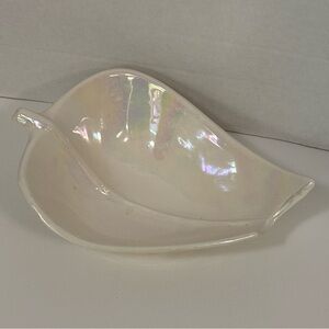 Cal Style Leaf Shaped Bowl Pearlized Iridescent CAL style 2232 Vintage